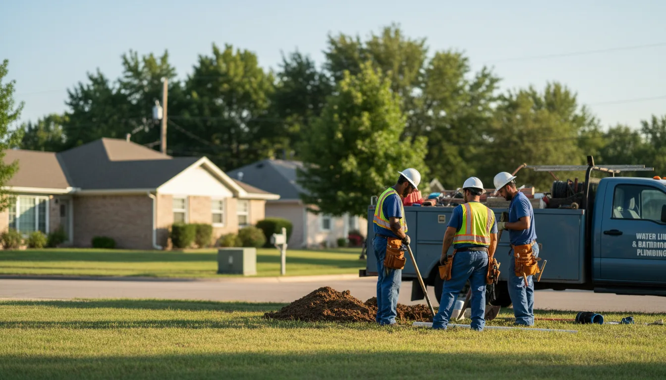 Residential water line and bathroom plumbing service in Hext, TX